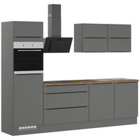 KÜCHENLEERBLOCK 280 cm   in Graphitfarben  - Eiche dunkel/Graphitfarben, Design, Holzwerkstoff/Metall (280cm) - Impuls