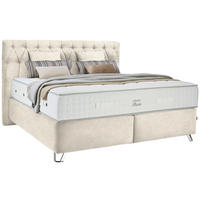BOXSPRINGBETT 180/200 cm  in Creme  - Silberfarben/Creme, Konventionell, Textil/Metall (180/200cm) - Ambiente