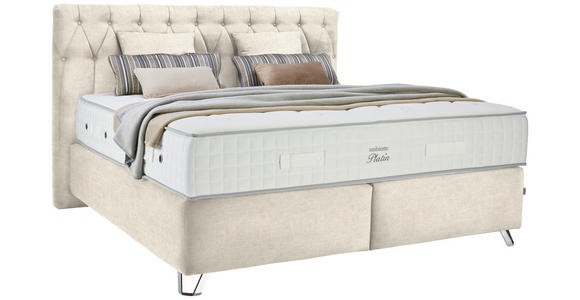 BOXSPRINGBETT 180/200 cm  in Creme  - Silberfarben/Creme, KONVENTIONELL, Textil/Metall (180/200cm) - Ambiente