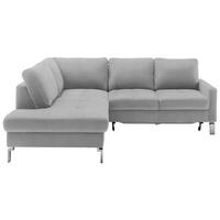 ECKSOFA in Mikrofaser Hellgrau  200/229 cm  - Chromfarben/Beige, Design, Textil/Metall (200/229cm) - Pure Home Lifestyle