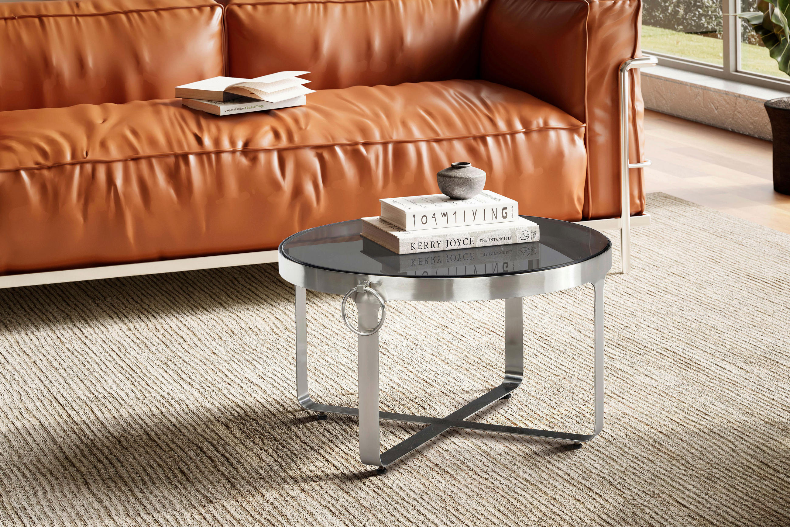 SOFFBORD i glas 60/60/34 cm  - silver/svart, Design, metall/glas (60/60/34cm) - MID.YOU