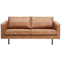 2,5-SITZER Kombination Echtleder/Stoff Mikrofaser Cognac  - Cognac/Schwarz, Design, Leder/Textil (190/85/86cm) - Ambia Home