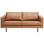 2,5-SITZER Kombination Echtleder/Stoff Mikrofaser Cognac  - Cognac/Schwarz, Design, Leder/Textil (190/85/86cm) - Ambia Home