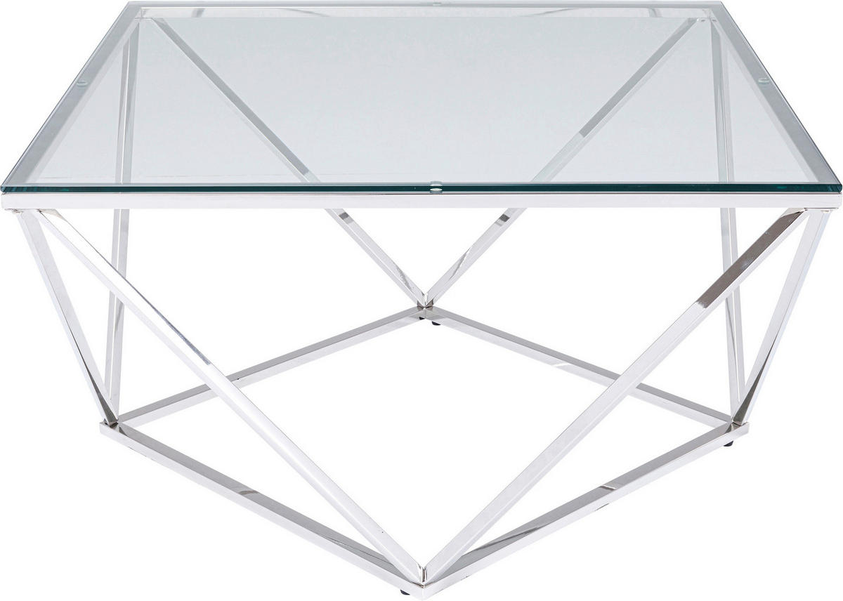 COUCHTISCH ESG 80/80/45 cm quadratisch Edelstahlfarben  - Edelstahlfarben, Basics, Glas/Metall (80/80/45cm) - Kare-Design