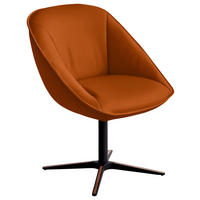 ARMLEHNSTUHL  Beinauswahl, Lederauswahl, Stoffauswahl, inklusive Armlehnen, automatische Rückholfunktion, gepolsterte Armlehnen, Sitzfläche 320° drehbar  Echtleder  - Cognac/Schwarz, Design, Leder/Holz (63/88/70cm) - Koinor