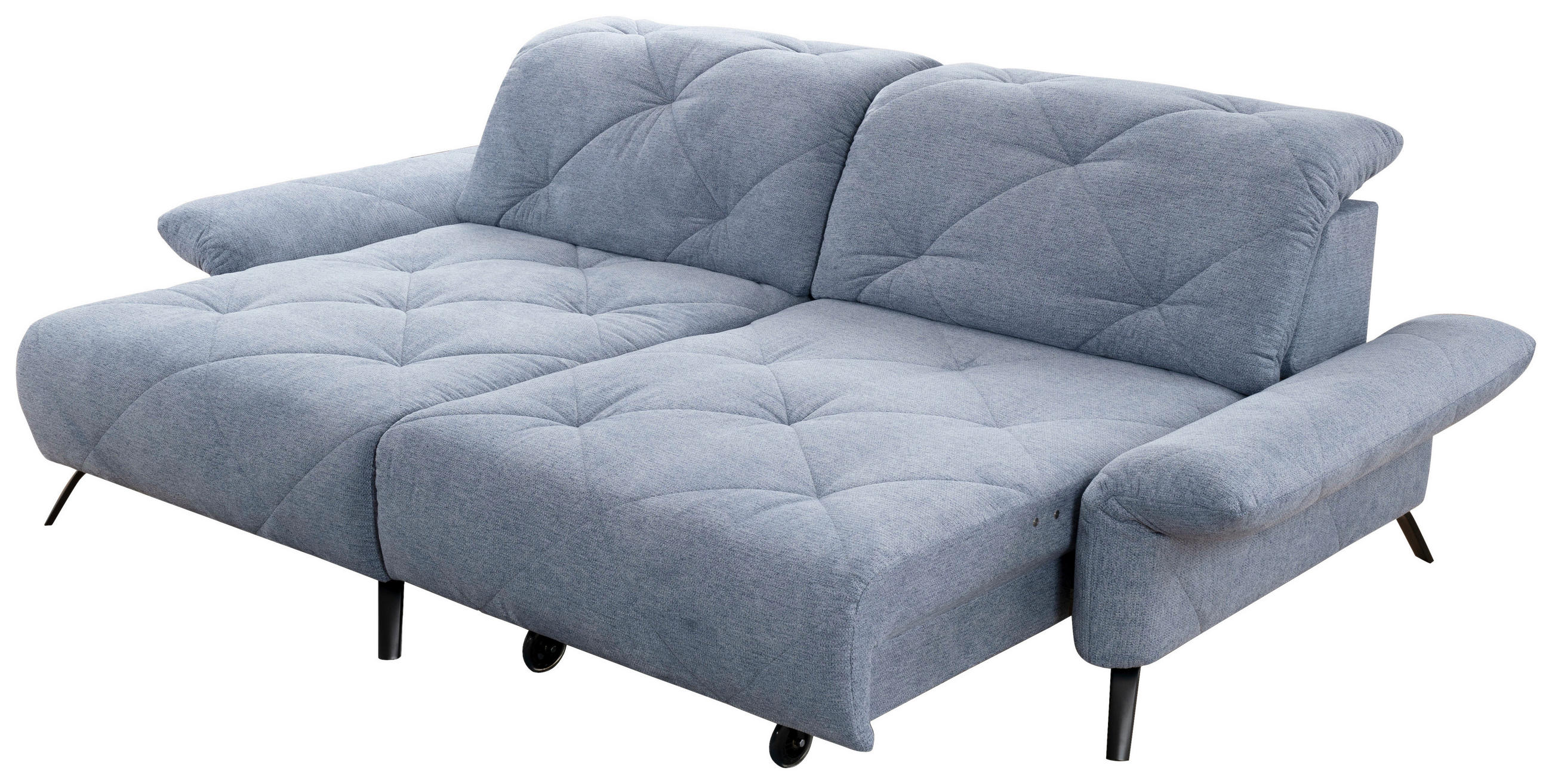 ECKSOFA inkl. Funktionen Blau Webstoff  - Blau/Schwarz, Design, Textil/Metall (173/262cm) - Moderano