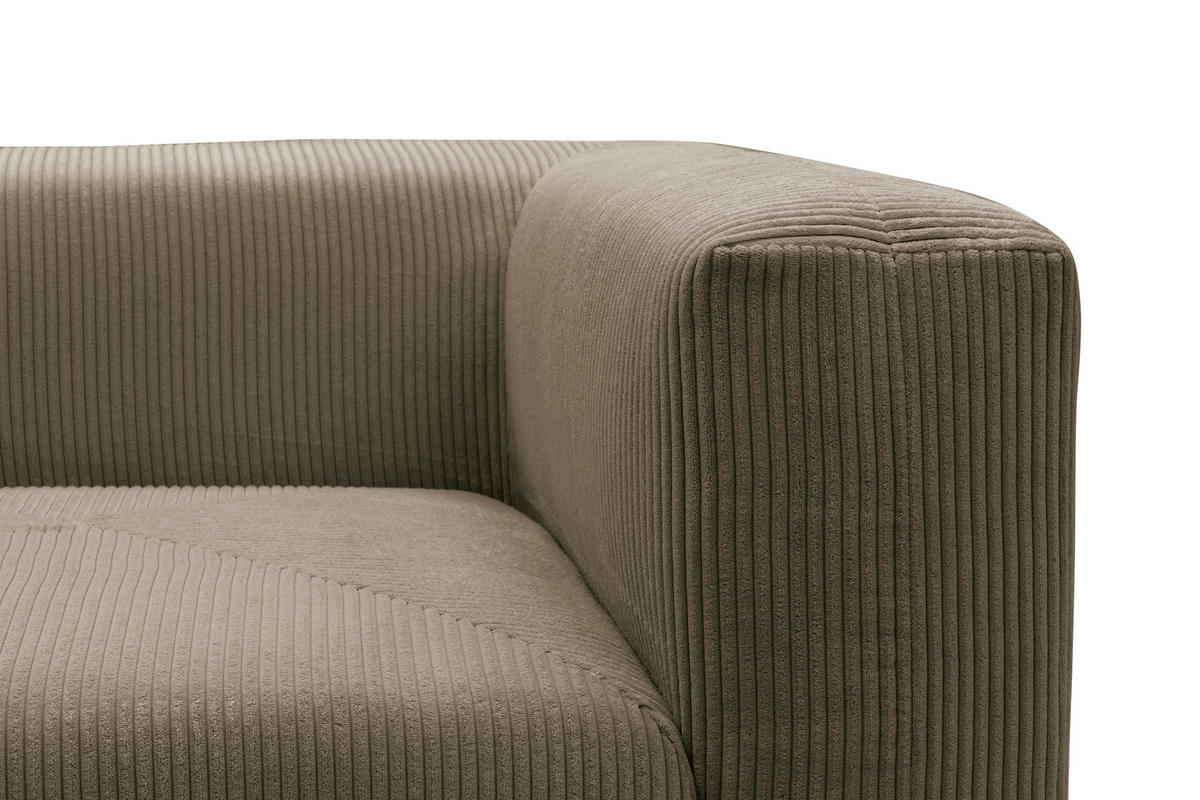 3-SITZER-SOFA Cord, Mikrofaser Schlammfarben  - Schlammfarben/Schwarz, Design, Kunststoff/Textil (301/69/108cm) - MID.YOU