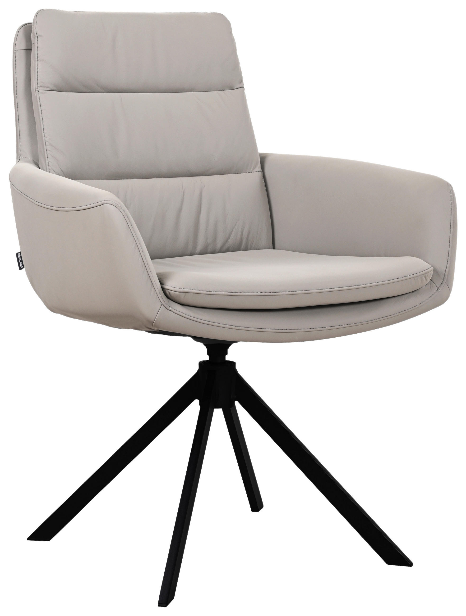 ARMLEHNSTUHL  Sitzfläche 360° drehbar, automatische Rückholfunktion  Echtleder  Taupe  - Taupe/Schwarz, Design, Leder/Metall (62,5/86,5/66,5cm) - Dieter Knoll
