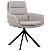ARMLEHNSTUHL  Sitzfläche 360° drehbar, automatische Rückholfunktion  Echtleder  Taupe  - Taupe/Schwarz, Design, Leder/Metall (62,5/86,5/66,5cm) - Dieter Knoll
