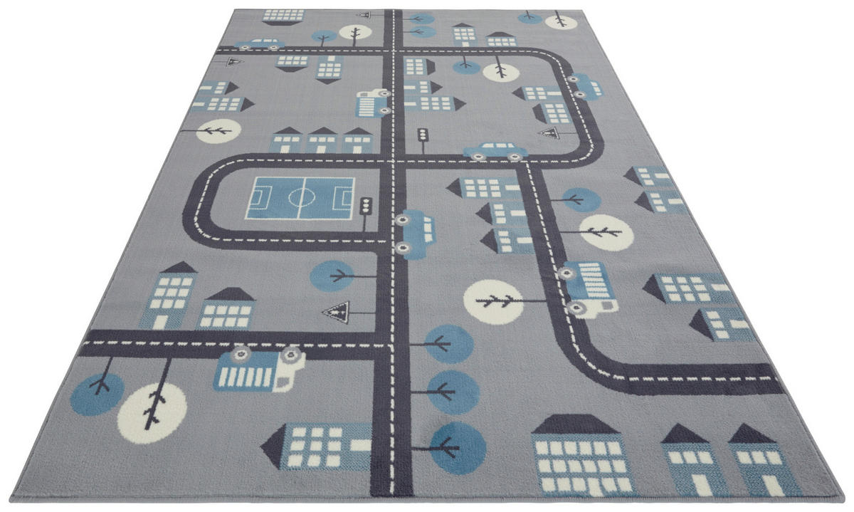 KINDERTEPPICH 160/220 cm Adventures  - Grau/Hellblau, Design, Kunststoff/Textil (160/220cm)