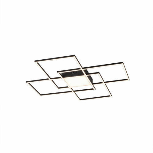 STROPNÉ LED SVIETIDLO, 80/80/6 cm - čierna, Design, kov/plast (80/80/6cm)