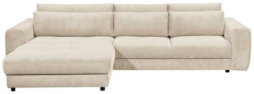 ECKSOFA Creme Cord - Creme/Schwarz, KONVENTIONELL, Kunststoff/Textil (194/333cm) - MID.YOU