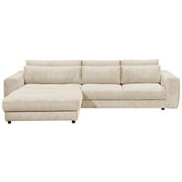 ECKSOFA in Cord Creme  - Creme/Schwarz, Konventionell, Holzwerkstoff/Kunststoff (194/333cm) - MID.YOU