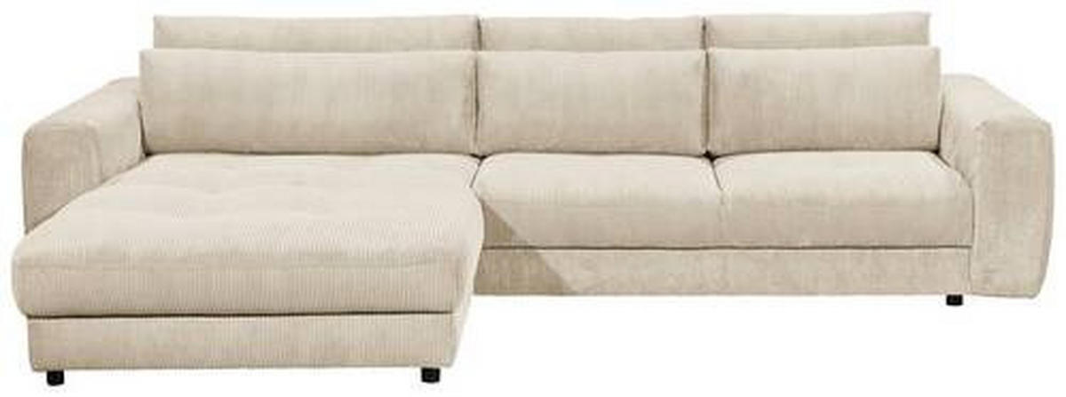 ECKSOFA in Cord Creme  - Creme/Schwarz, Konventionell, Holzwerkstoff/Kunststoff (194/333cm) - MID.YOU