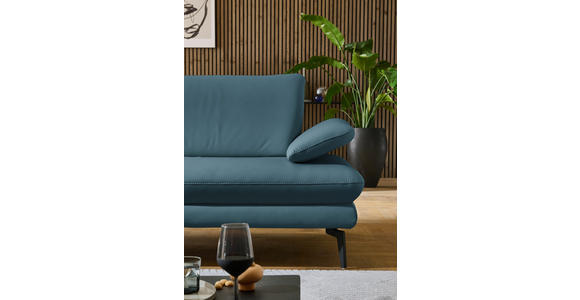 ECKSOFA in Echtleder Blau  195/308 cm  - Blau/Schwarz, Design, Leder/Metall (195/308cm) - Dieter Knoll