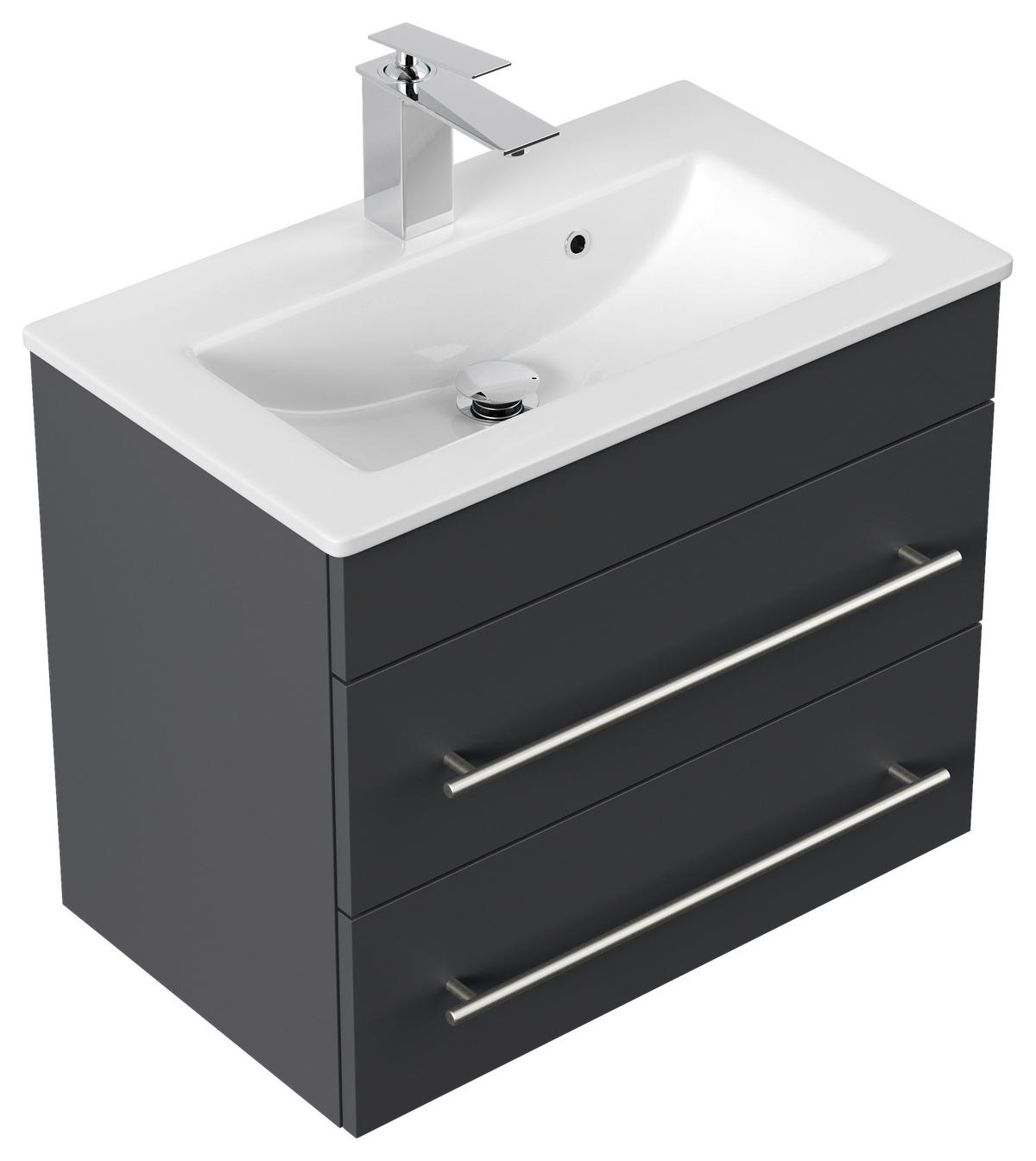 BADEZIMMER  in 60,6 cm  - Silberfarben/Graphitfarben, MODERN, Keramik/Holzwerkstoff (60,6cm) - MID.YOU