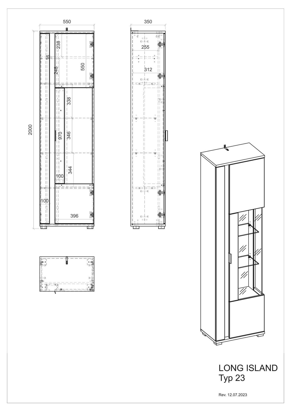 VITRINE in Eiche Wotan, Weiß  - Silberfarben/Eiche Wotan, Design, Glas/Holzwerkstoff (55/200/35cm) - MID.YOU