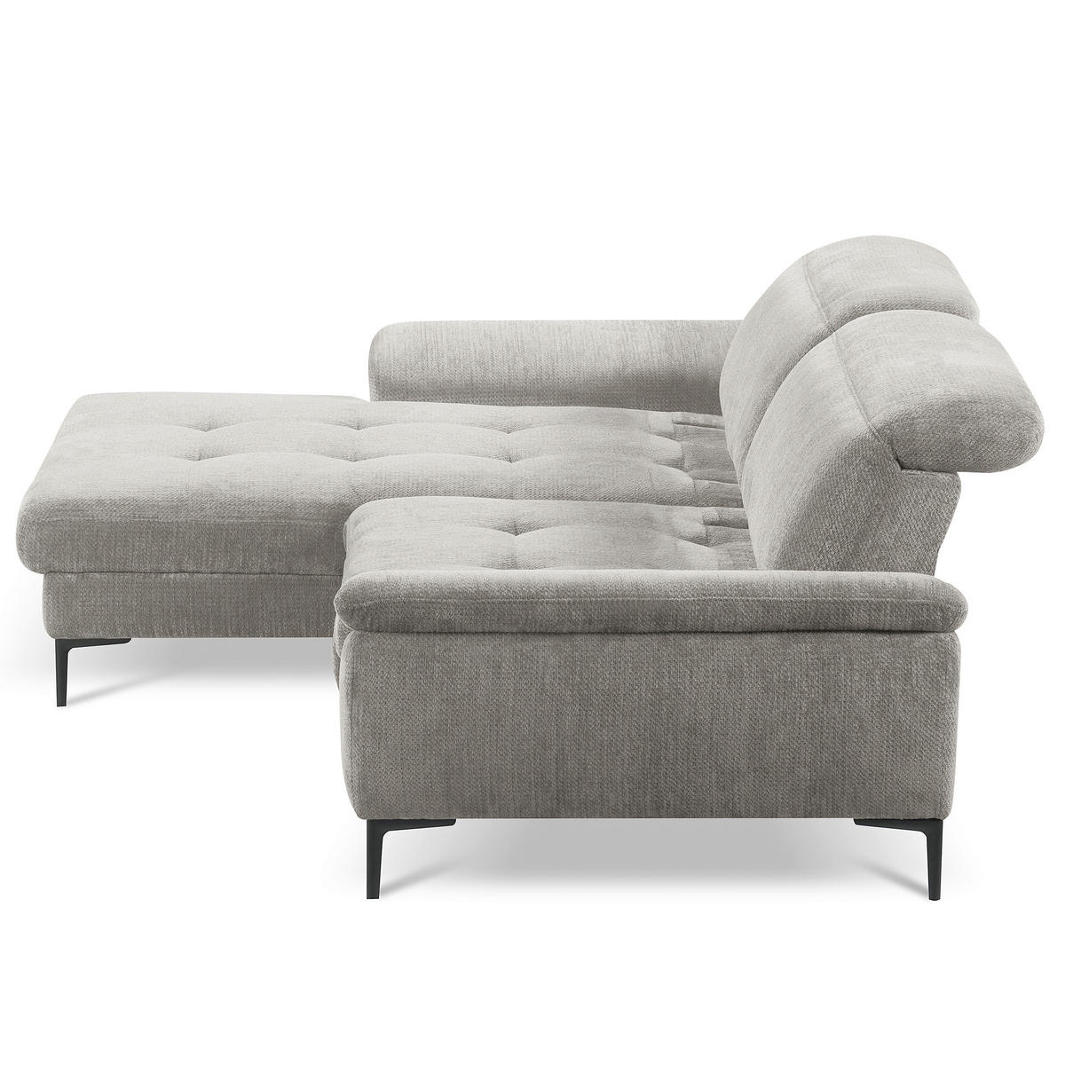ECKSOFA  Webstoff Grau  - Schwarz/Grau, Design, Textil/Metall (195/268cm) - Livetastic