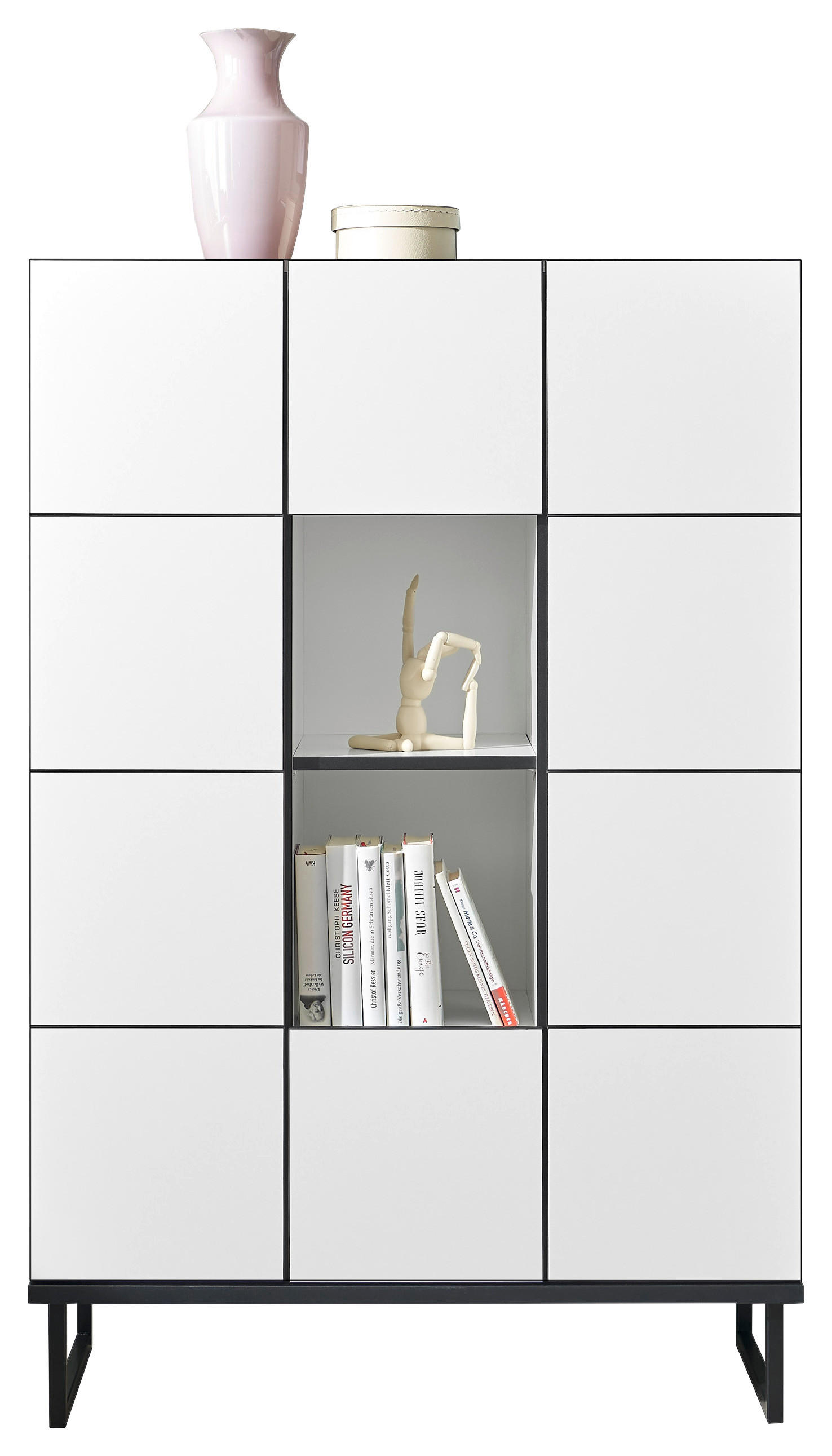 HIGHBOARD Schwarz, Weiß Einlegeböden  - Schwarz/Weiß, Design, Holzwerkstoff/Metall (90/136/40cm) - Xora