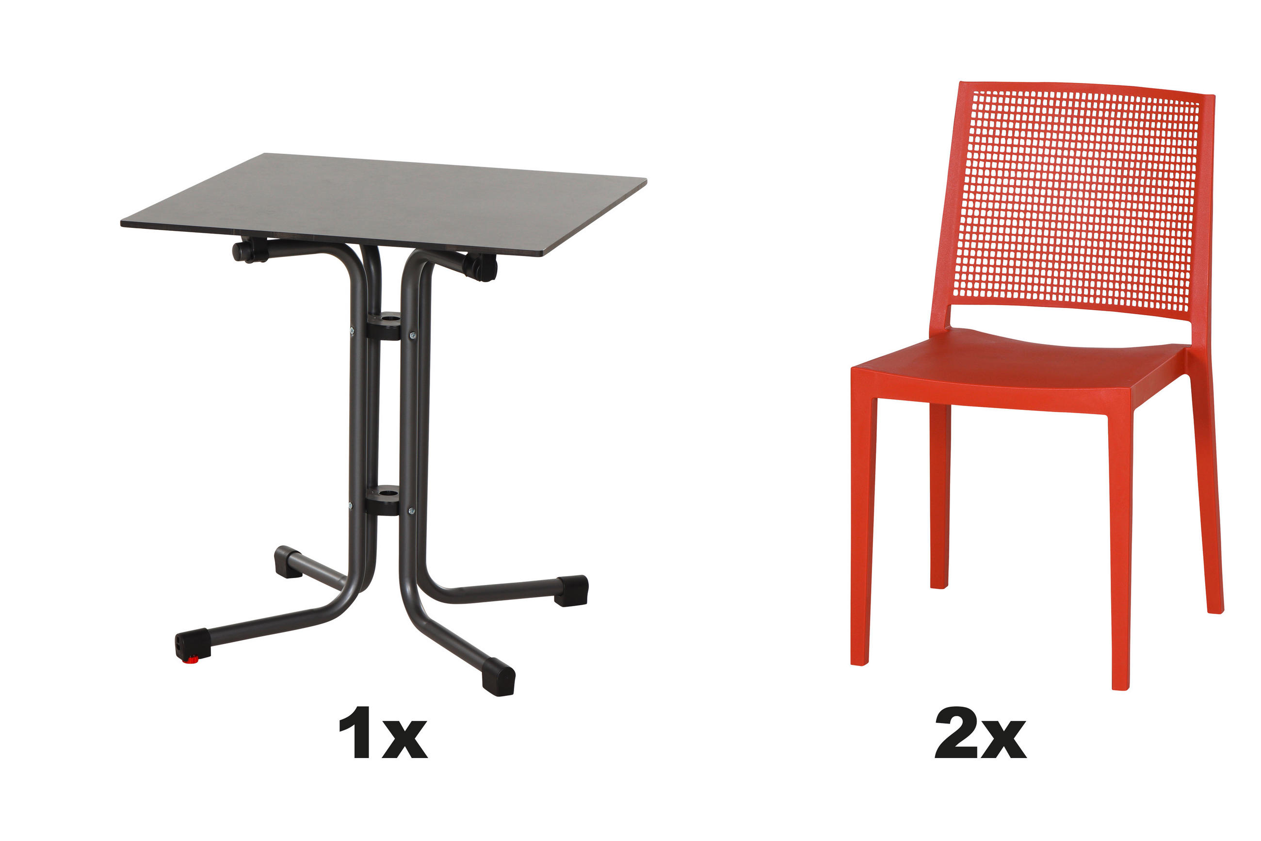GARTENGARNITUR 3-teilig  - Anthrazit/Rot, Basics, Holzwerkstoff/Kunststoff (65/80/65cm) - Siena Garden