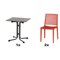 GARTENGARNITUR 3-teilig Stahl  - Anthrazit/Rot, Basics, Kunststoff/Metall (65/80/65cm) - Siena Garden