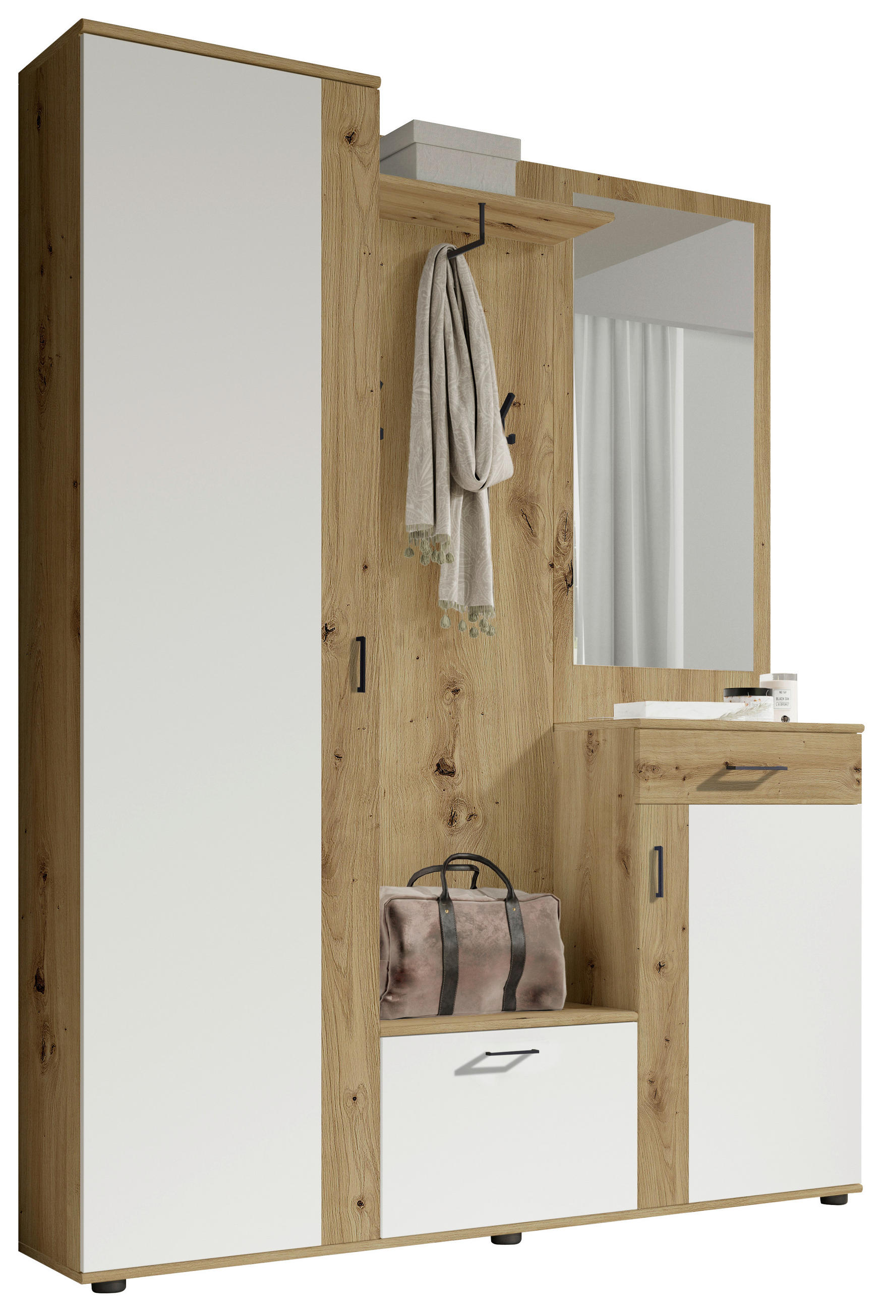 GARDEROBE 5-teilig  in 145/184/29 cm  - Weiss/Eiche Artisan, Design, Holzwerkstoff (145/184/29cm) - MID.YOU