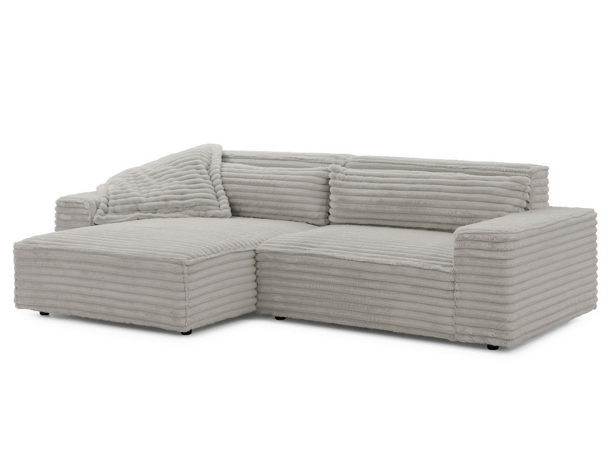 ECKSOFA Cord Grau  - Schwarz/Grau, Design, Kunststoff/Textil (251/142cm) - P & B