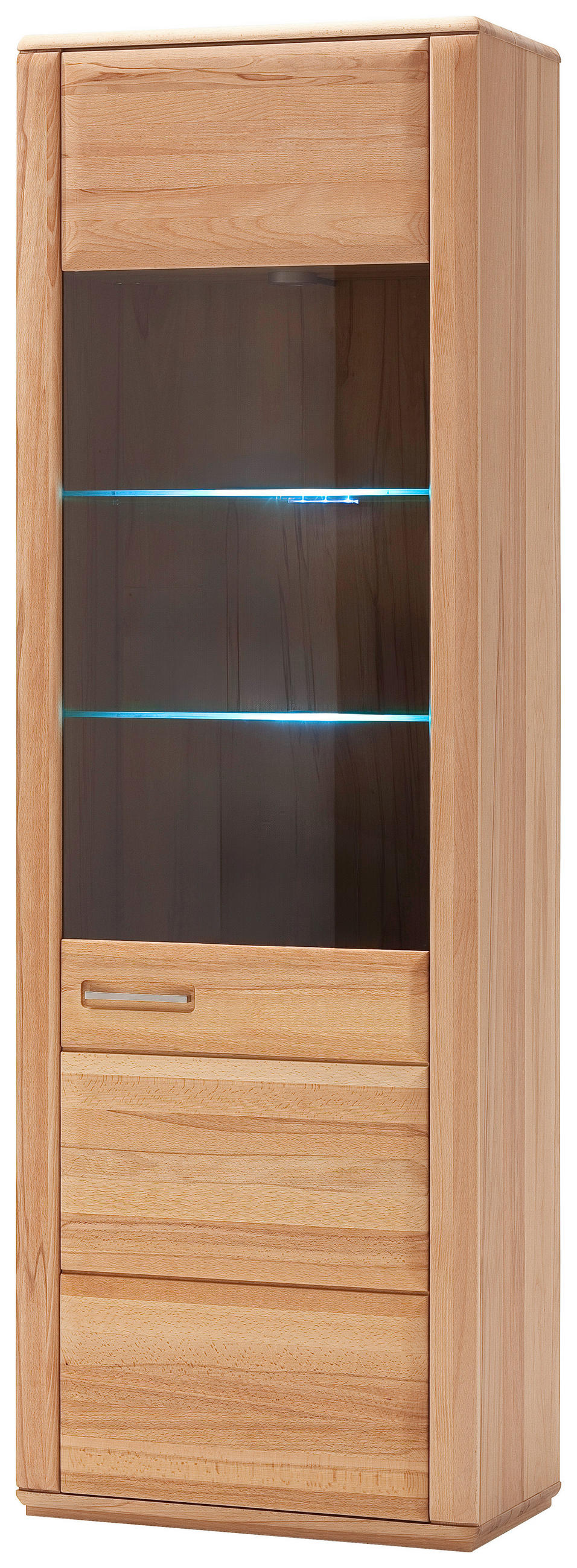 WOHNWAND La Paz  in Buchefarben  319/209/51 cm  - Buchefarben/Silberfarben, Design, Glas/Holz (319/209/51cm) - Livetastic