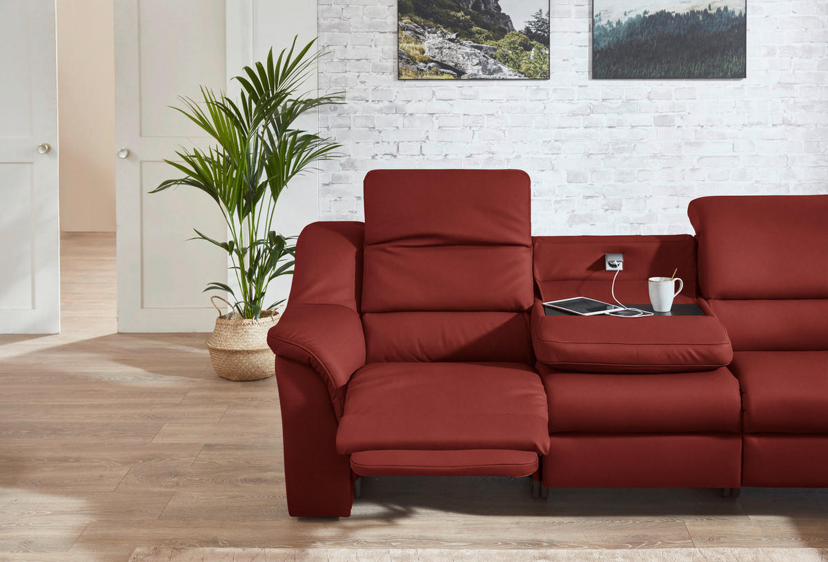 ECKSOFA  in Echtleder Rotorange  324/260 cm  - Chromfarben/Rotorange, KONVENTIONELL, Leder/Kunststoff (324/260cm) - Cantus