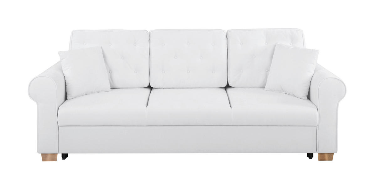 SCHLAFSOFA in Chenille Creme  - Buchefarben/Creme, Design, Holz/Textil (240/94/98cm) - MID.YOU