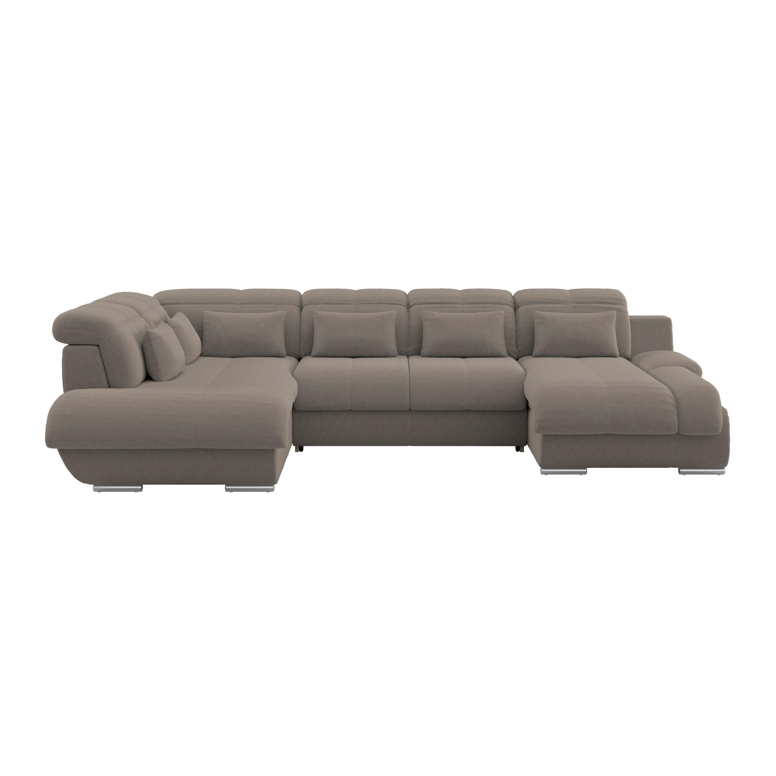 WOHNLANDSCHAFT MULTI Dunkelbraun Chenille  - Chromfarben/Dunkelbraun, MODERN, Textil/Metall (228/345/184cm) - Livetastic
