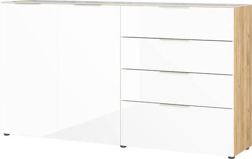 TÁLALÓSZEKRÉNY 184/102/42 cm  - króm/fekete, Modern, műanyag/faalapú anyag (184/102/42cm) - Premium Living