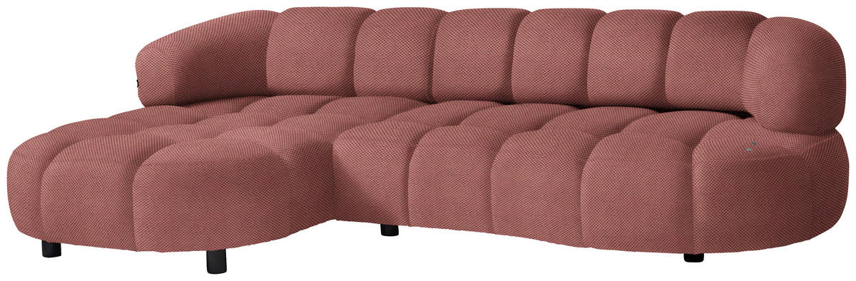 ECKSOFA in Webstoff Altrosa  - Schwarz/Altrosa, Design, Holz/Textil (183/284cm) - Welnova