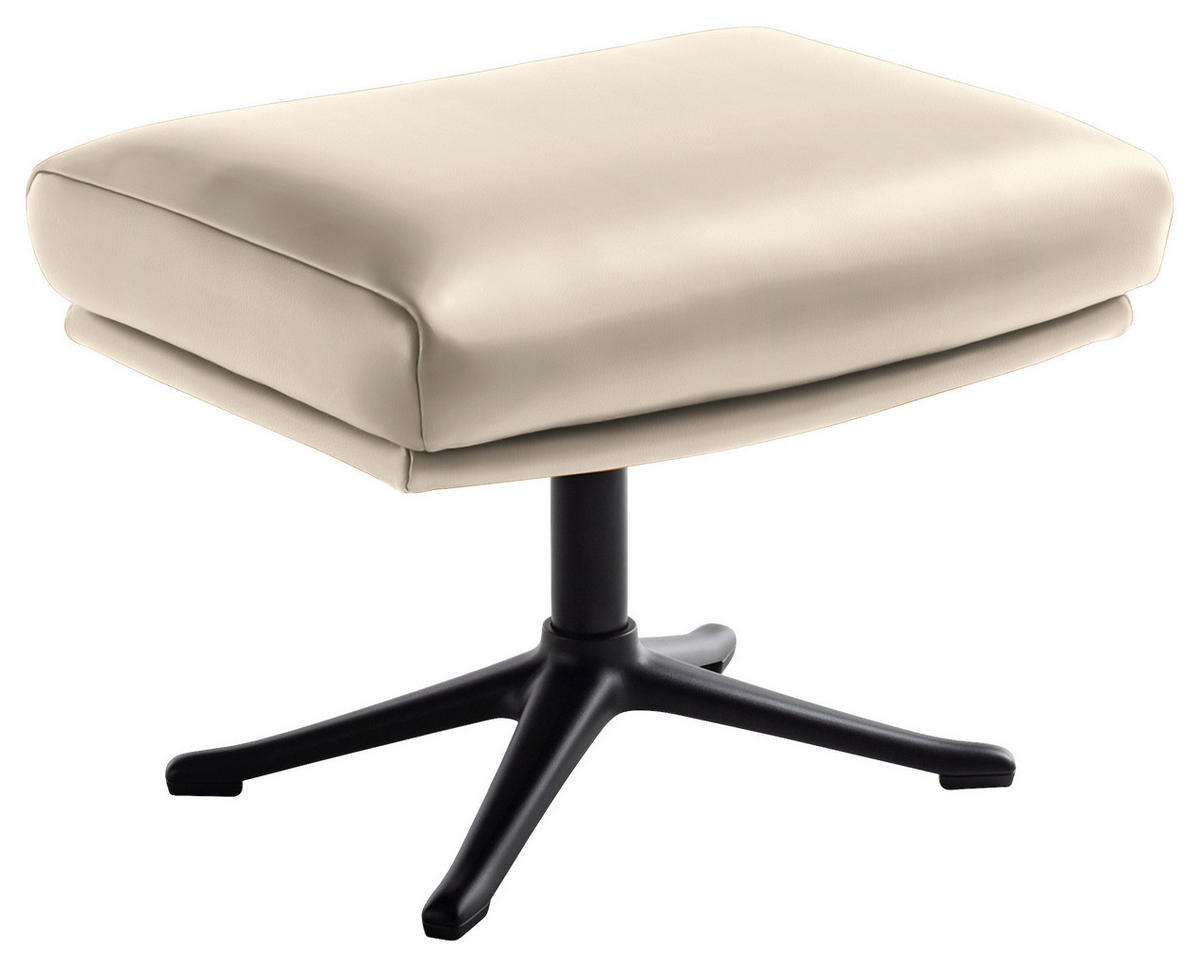 HOCKER in Leder Hellgrau  - Hellgrau/Schwarz, Design, Leder/Metall (54/41/41cm) - home24