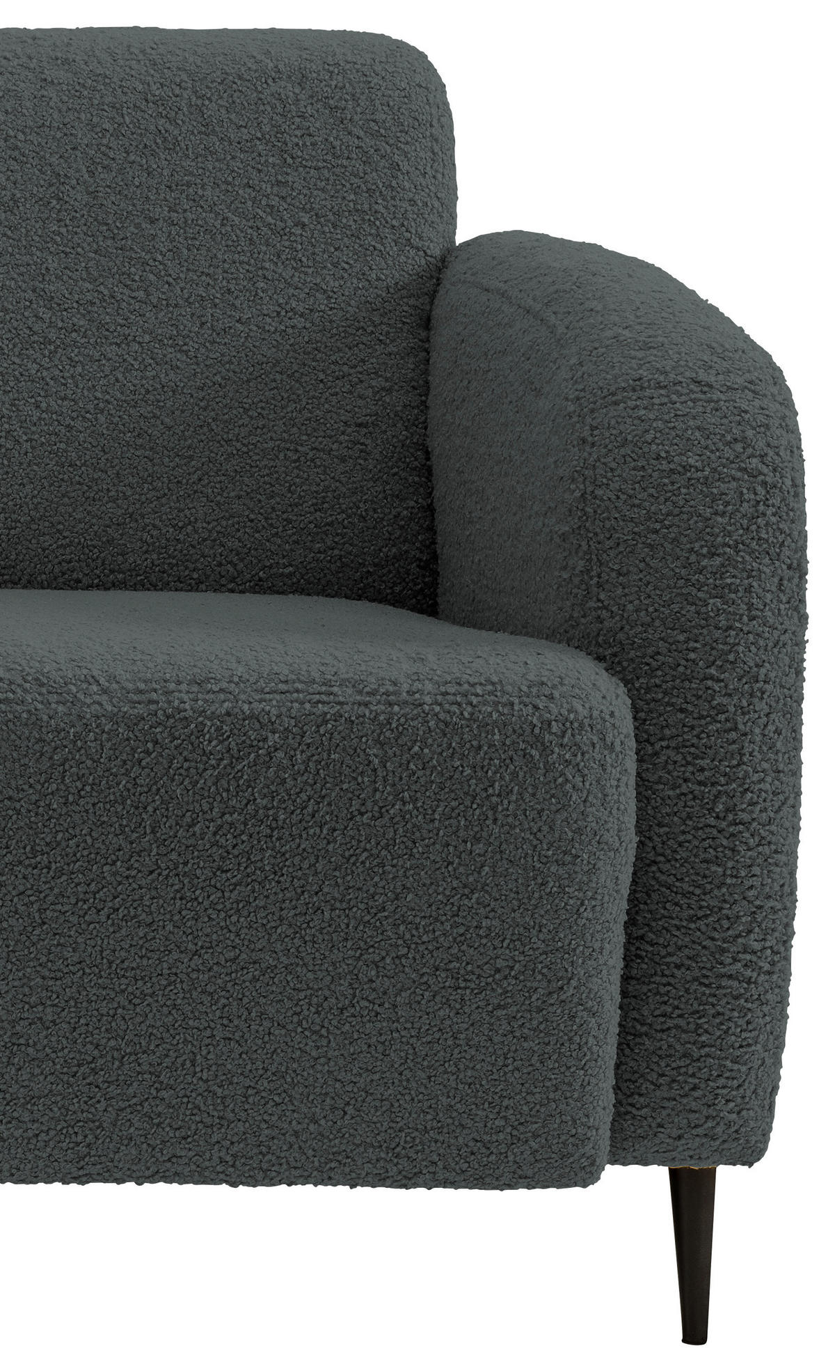 3-SITZER-SOFA Teddystoff Anthrazit  - Anthrazit/Schwarz, MODERN, Textil/Metall (180/76/90cm) - Livetastic