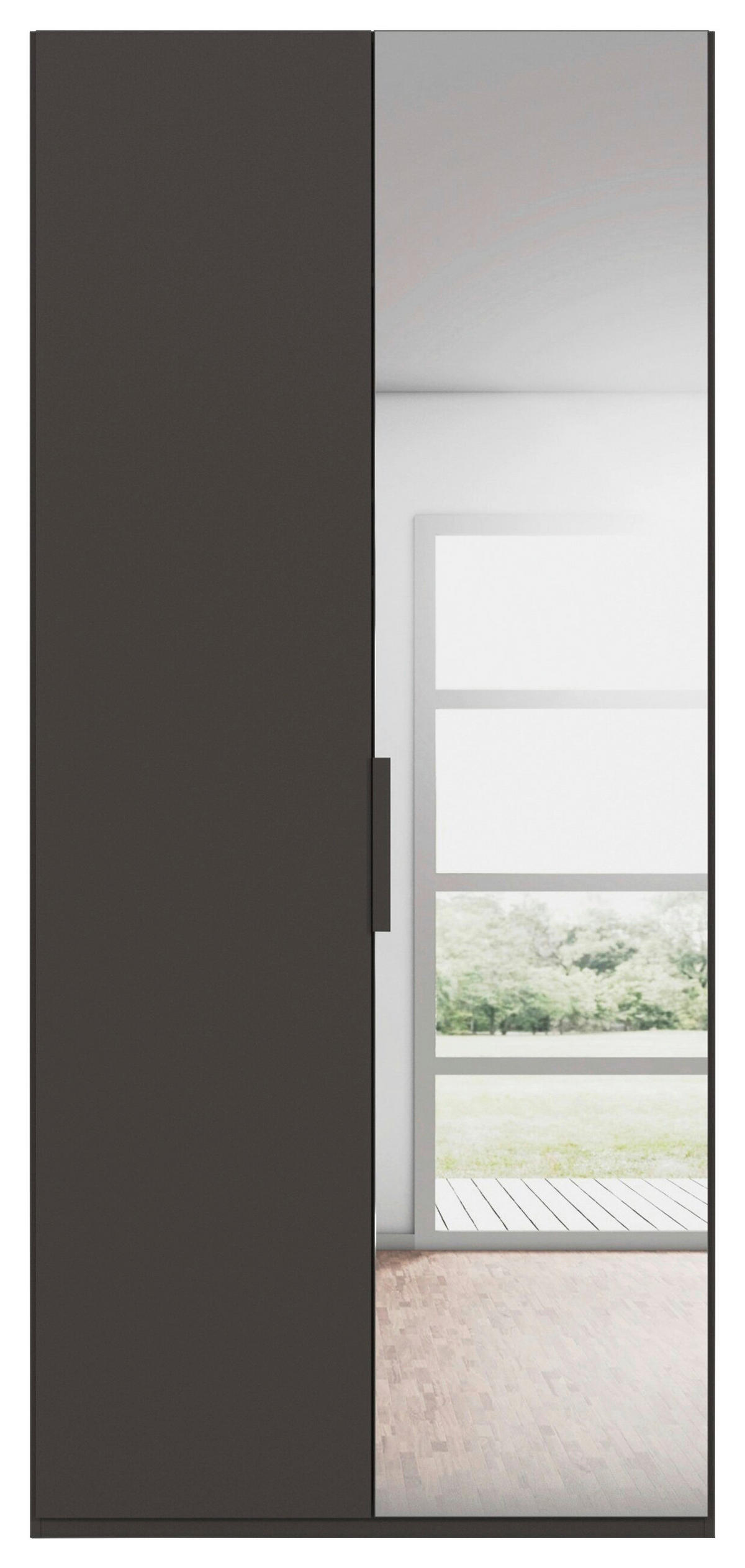DREHTÜRENSCHRANK 101/223/61 cm,  in Graphitfarben, 2-türig  - Graphitfarben, Basics, Glas/Holzwerkstoff (101/223/61cm) - Novel