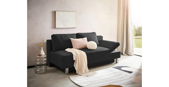 SCHLAFSOFA Flachgewebe Schwarz  - Chromfarben/Schwarz, Design, Holz/Textil (205/77-93/99cm) - Novel