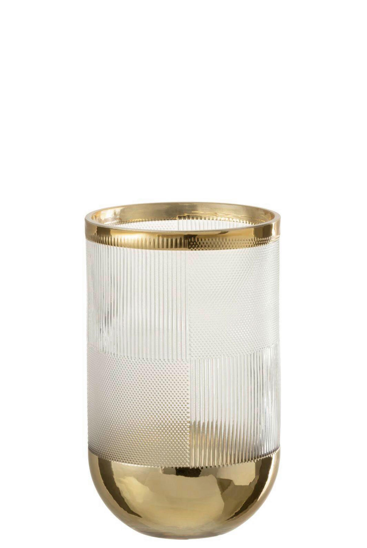 DEKOVASE  - Transparent/Goldfarben, Basics, Glas (13/13/21,5cm)