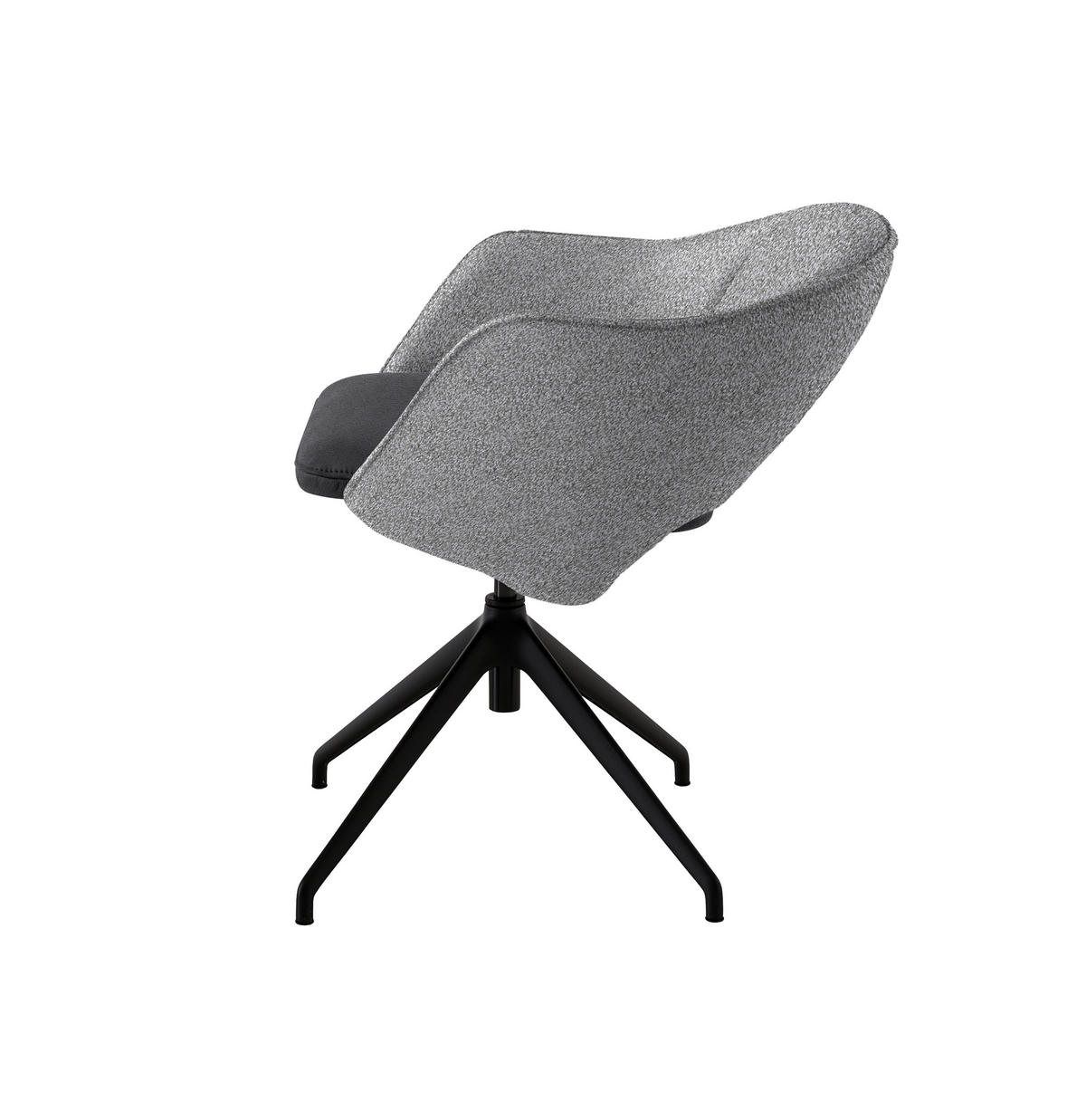 ARMLEHNSTUHL  Stoffauswahl, Wippfunktion, Sitzfläche 360° drehbar, gepolsterte Armlehnen Flachgewebe  - Anthrazit/Schwarz, Design, Textil/Metall (63/74-90/57-73cm) - Koinor