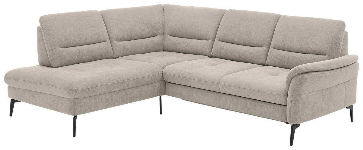 ECKSOFA in Webstoff Beige  - Beige/Schwarz, Design, Textil/Metall (206/256cm) - Beldomo System