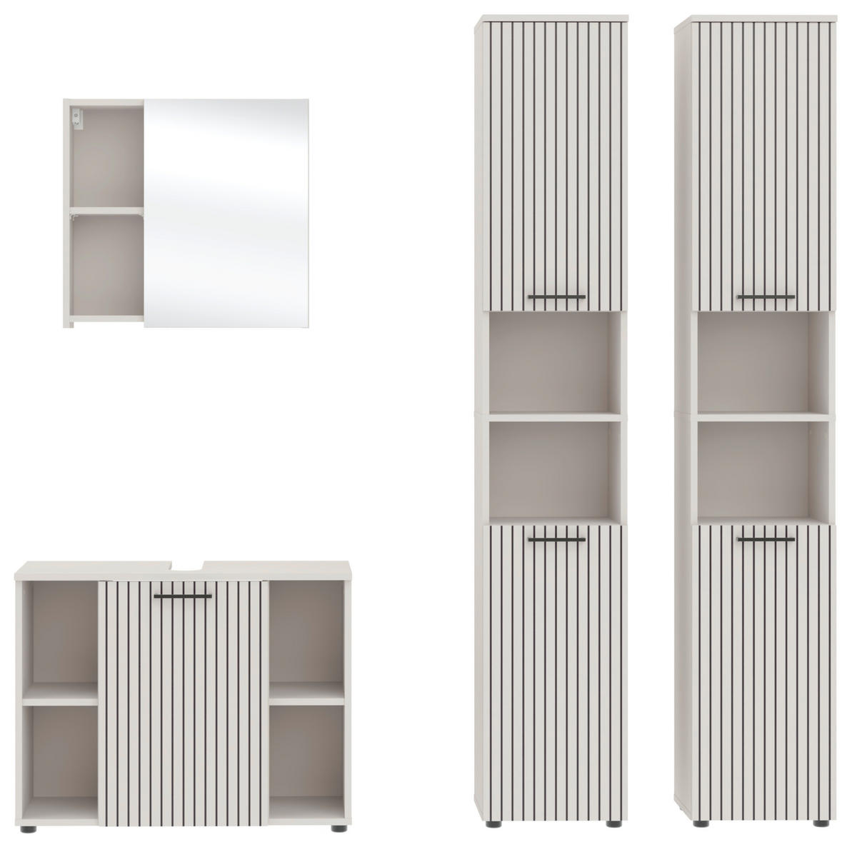 Baie 4 piese, 180 cm - cașmir/negru, Trend, sticlă/metal (180cm) - Respekta