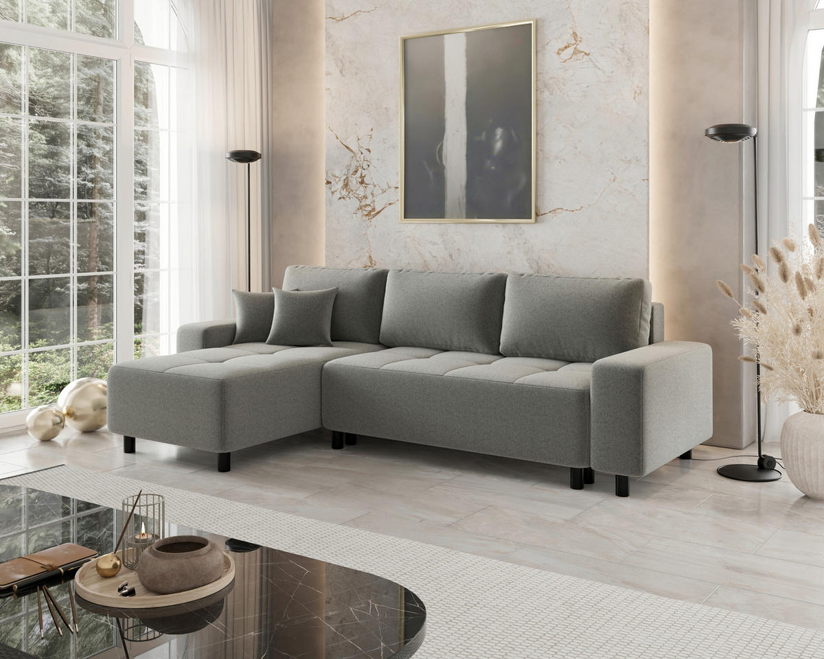 ECKSOFA  in Jacquard Grau  - Schwarz/Grau, MODERN, Kunststoff/Textil (144/246cm) - Carryhome
