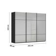 SCHWEBETÜRENSCHRANK  in Grau, Schwarz  - Schwarz/Grau, KONVENTIONELL, Glas/Holzwerkstoff (242/223/68cm) - Novel