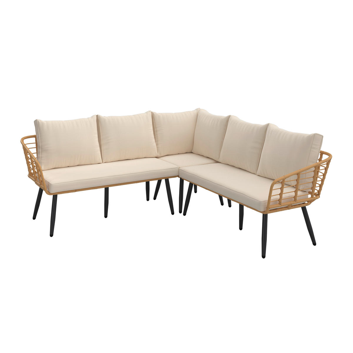 LOUNGEGARNITUR 4-teilig   187/67/187 cm Eisen  - Beige/Naturfarben, MODERN, Glas/Kunststoff (187/67/187cm) - Ambia Garden
