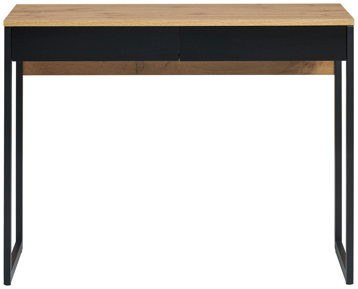 SCHREIBTISCH 101.6/40/76 cm Schwarz, Eichefarben  - Schwarz Hochglanz/Eichefarben, MODERN, Holzwerkstoff/Metall (101.6/40/76cm) - MID.YOU