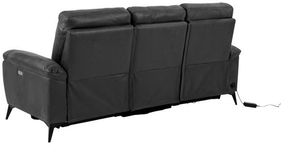 3-SITZER-SOFA Lederlook, Mikrofaser Grau  - Schwarz/Grau, KONVENTIONELL, Textil/Metall (215/102/96cm) - Carryhome