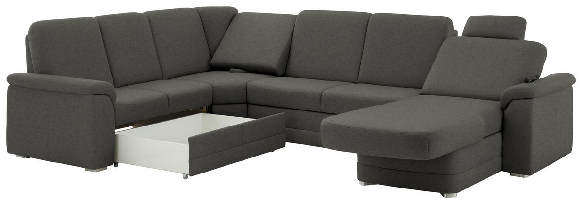WOHNLANDSCHAFT  in Chenille Grau  - Alufarben/Grau, KONVENTIONELL, Holz/Textil (235/329/160cm) - Beldomo Comfort