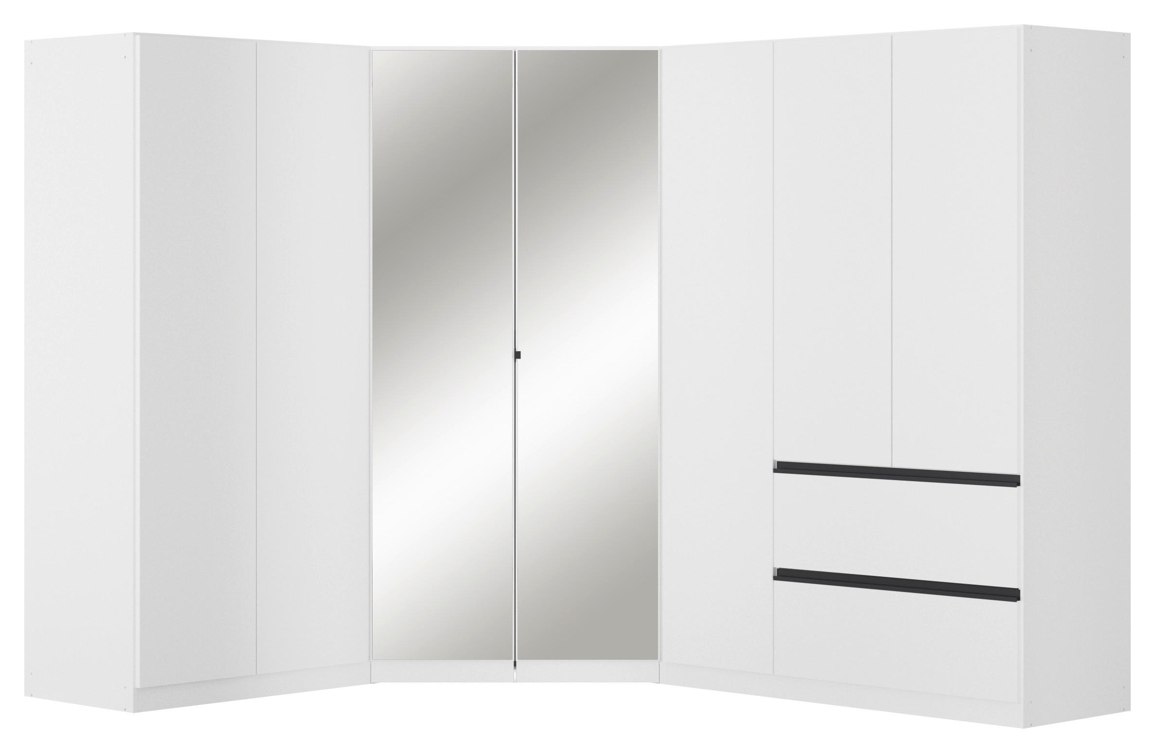 ECKKLEIDERSCHRANK 208/197/253 cm  - Chromfarben/Weiss, Modern, Holzwerkstoff (208/197/253cm) - Rauch Möbel