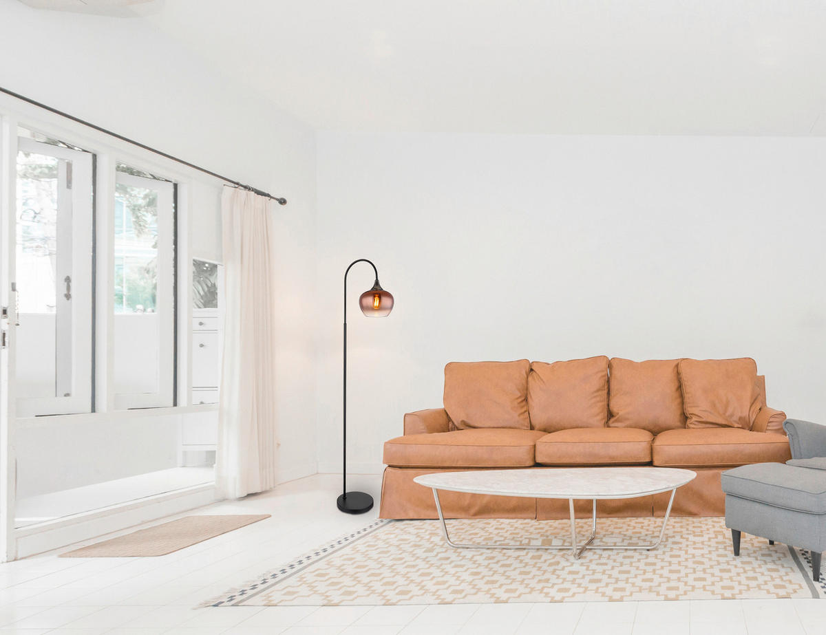 STOJACÍ LAMPA, 39/25/150 cm - měděné barvy/černá, Basics, kov/textil (39/25/150cm) - Globo
