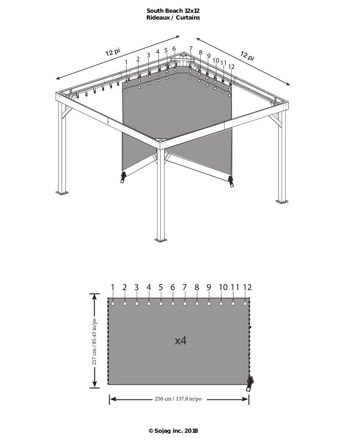 PAVILLON-SEITENTEIL   - Dunkelgrau/Anthrazit, Basics, Textil
